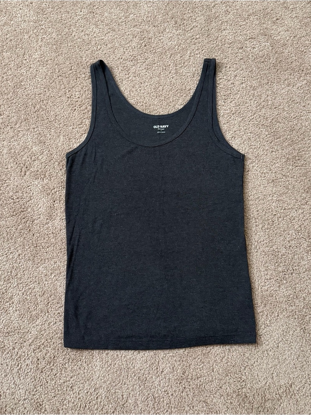 Old Navy Women's Dark Gray Ribbed Tank Top First Layer Tank Scoop Neck Size L